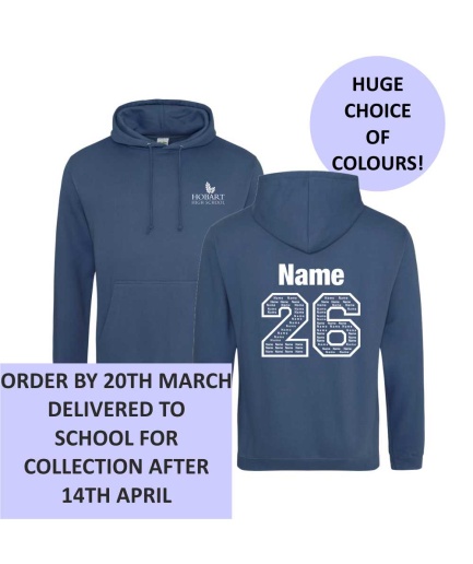 HOBART LEAVERS HOODY, Hobart High School, Free delivery to schools